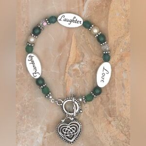 Irish Celtic Silvertone Friendship Beaded Bracelet